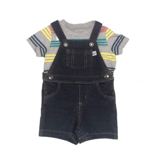 CONJ. JARDINEIRA/CAMISETA JEANS CARTERS TAM 9 M