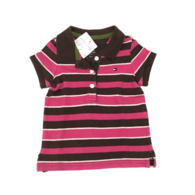 POLO LISTR  ROSA E MARROM TOMMY HILFIGER TAM 3/6M
