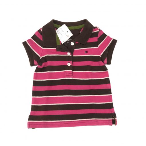 POLO LISTR  ROSA E MARROM TOMMY HILFIGER TAM 3/6M