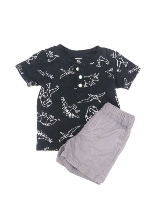 CONJ. SHORT CZ/CAMISETA PRETO CARTERS TAM 9 M