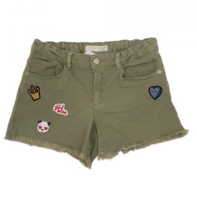 SHORT DESFIADO APLIQUES VERDE MUSGO ZARA TAM 11/12