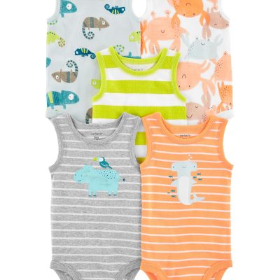 KIT 5 BODYS REGATA BR/LJ CARTERS TAM 3M