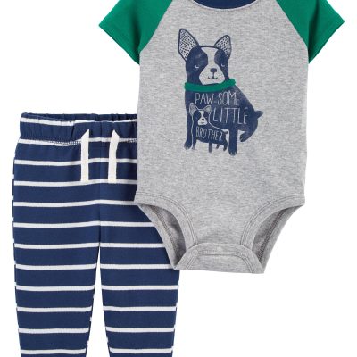 CONJ BODY CÃO/CÇ LISTR MAR. CINZA CARTERS TAM 18M