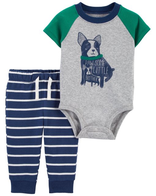 CONJ BODY CÃO/CÇ LISTR MAR. CINZA CARTERS TAM 18M